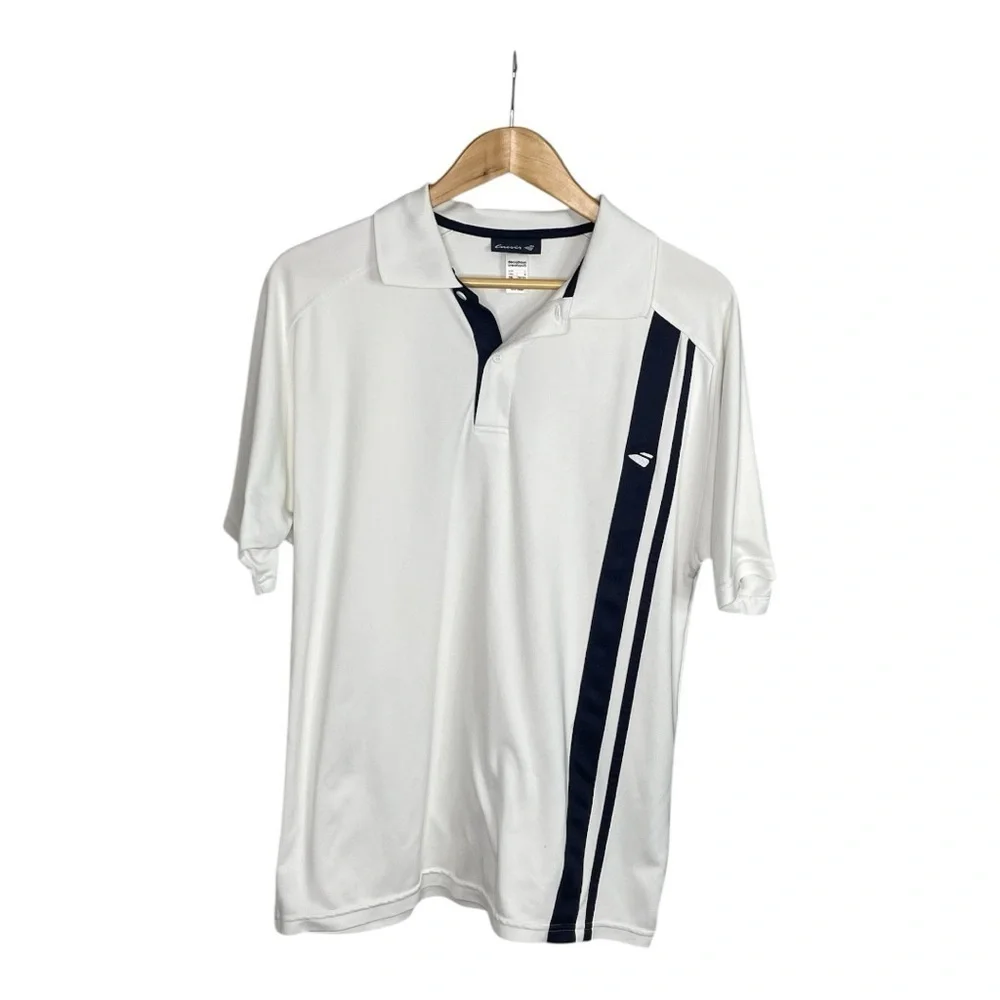 Inesis White and Black Striped Polo Golf Shirt M - Picture 2 of 7